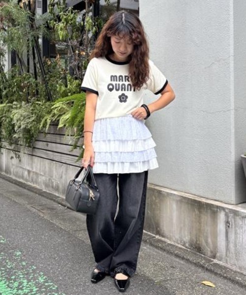 ROSE BUD別注マリークワントMARY QUANTリンガー TシャツL ROSE BUD別注マリークワントMARY QUANTリンガー Tシャツ