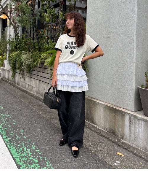 MARY QUANT - ROSE BUD別注マリークワントMARY QUANTリンガー TシャツL MARY QUANT - ROSE BUD別注マリークワントMARY QUANTリンガー T