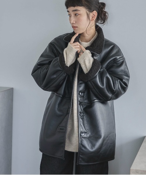 美品 ムートンコート 羊革 本革 ギャングコート　ブラック ボア ショールカラー ムートンコート メンズ ハーフコート 羊革 ブラック L mo-3333 : 本革