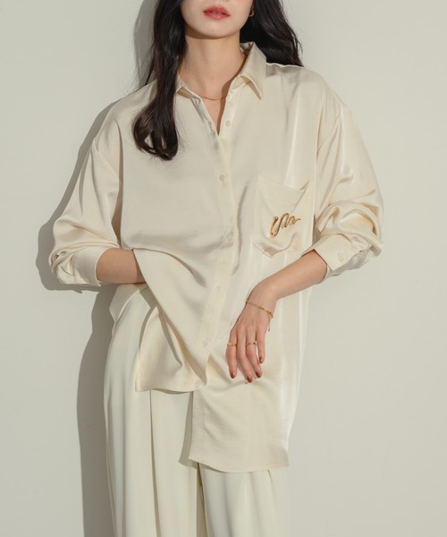 NEUNA（ヌナ） ブラウス シャツ ワッシャーサテンシャツ レディース