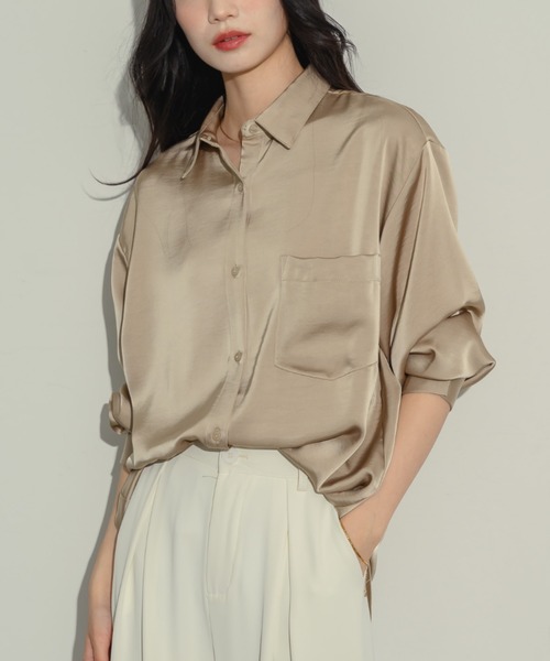 NEUNA（ヌナ） ブラウス シャツ ワッシャーサテンシャツ レディース