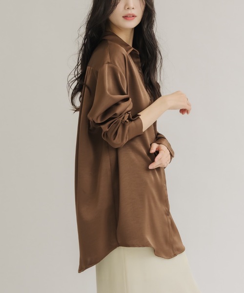 NEUNA（ヌナ） ブラウス シャツ ワッシャーサテンシャツ レディース