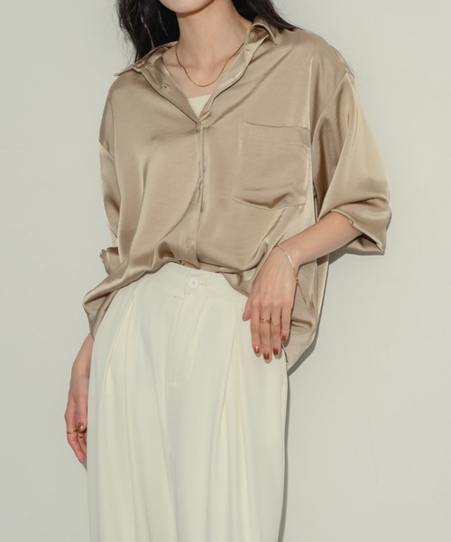 NEUNA（ヌナ） ブラウス シャツ ワッシャーサテンシャツ レディース