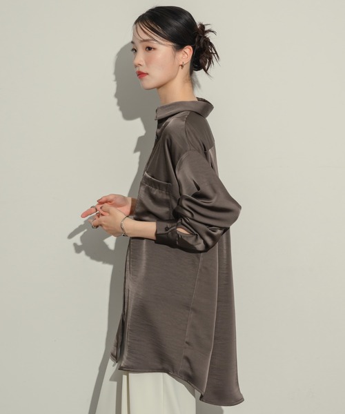 NEUNA（ヌナ） ブラウス シャツ ワッシャーサテンシャツ レディース