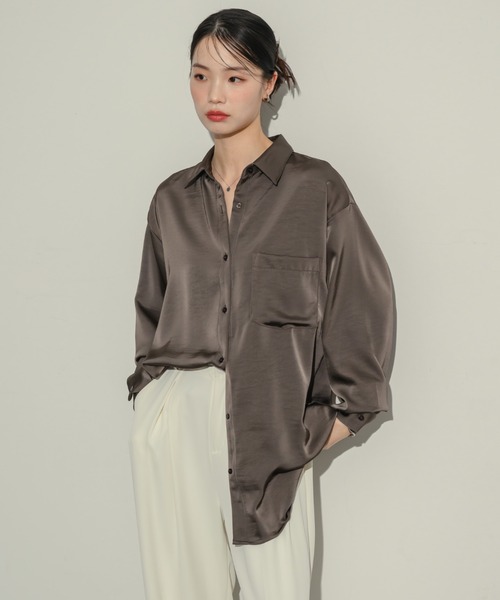 NEUNA（ヌナ） ブラウス シャツ ワッシャーサテンシャツ レディース