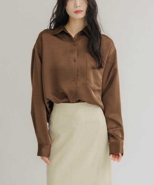 NEUNA（ヌナ） ブラウス シャツ ワッシャーサテンシャツ レディース