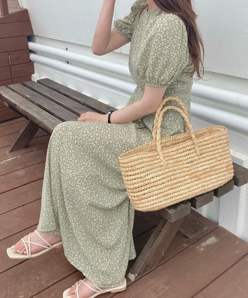 「LAUIR」 半袖ワンピース SMALL グリーン レディース_画像6