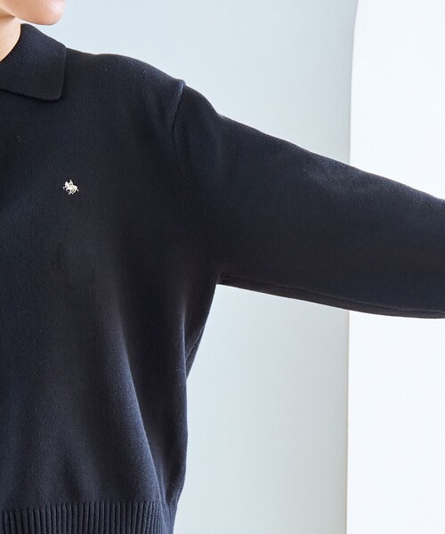 ブラック　セーター　ニット　襟付き　ポロニット　ライン入り　ポロ POLO BCS（ポロ・ビーシーエス） ニット セーター 「別注」 襟付き