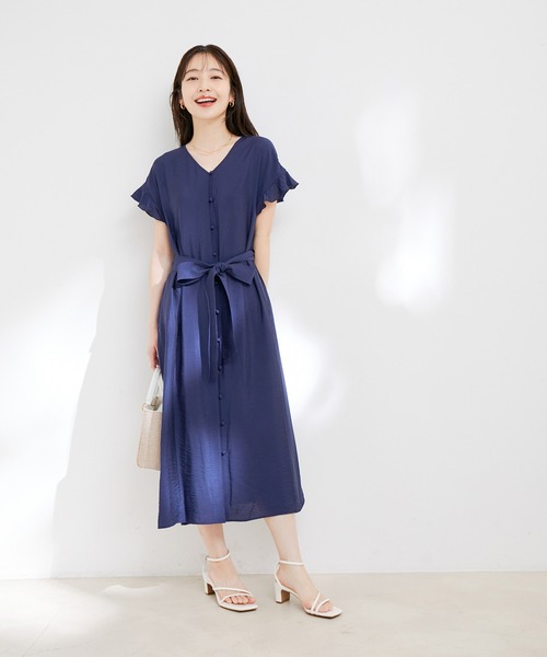 「VIS」 半袖ワンピース M ネイビー レディース_画像7