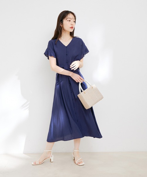 「VIS」 半袖ワンピース M ネイビー レディース_画像8