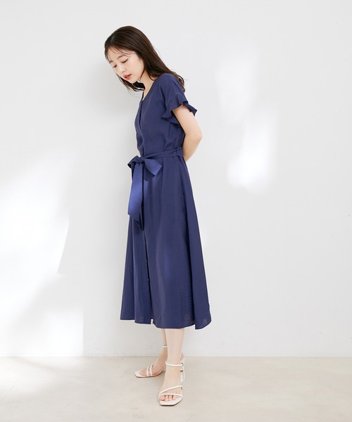 「VIS」 半袖ワンピース M ネイビー レディース_画像9