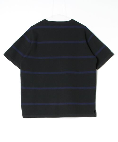 「Saturdays NYC」 ボーダー柄半袖ニット L ブラック メンズ_画像2