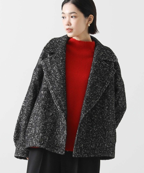 GreadyBrilliant グレディブリリアン　美品ツイードショートPコート Gready Brilliant（グレディブリリアン） ピーコート 38 ブラック