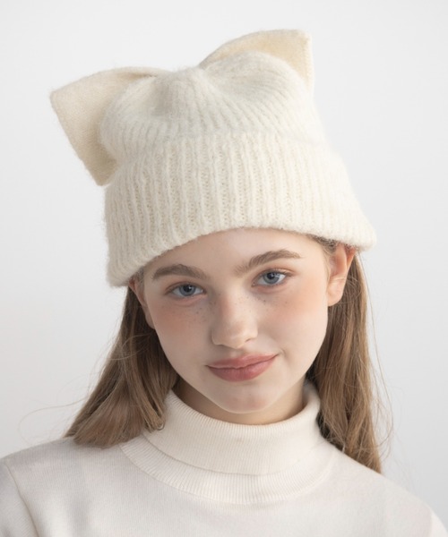 ニット帽 ニットキャップ ribbon knit beanie / リボンニットビーニー