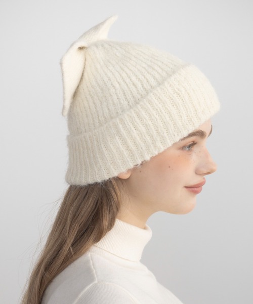 ニット帽 ニットキャップ ribbon knit beanie / リボンニットビーニー