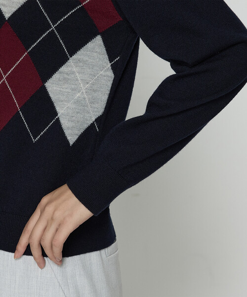 COMME CA（コムサ） ニット セーター アーガイルニット プルオーバー
