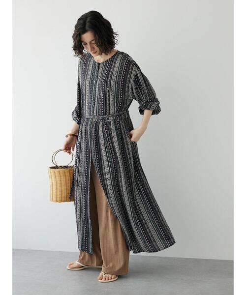 「CRAFT STANDARD BOUTIQUE」 長袖ワンピース FREE パープル レディース_画像2