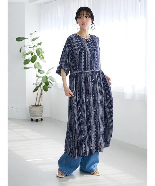 「CRAFT STANDARD BOUTIQUE」 長袖ワンピース FREE パープル レディース_画像4