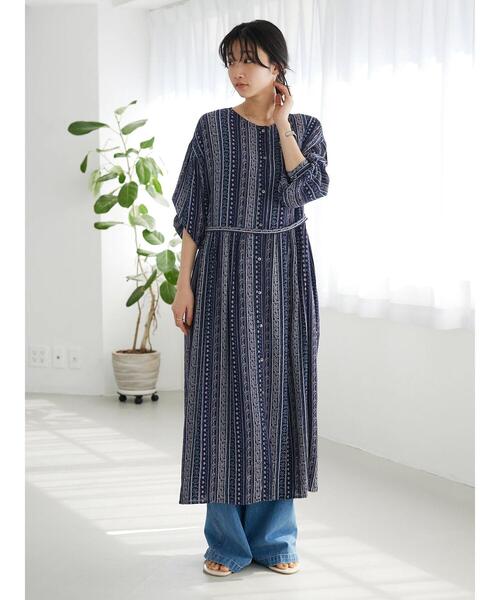 「CRAFT STANDARD BOUTIQUE」 長袖ワンピース FREE パープル レディース_画像5