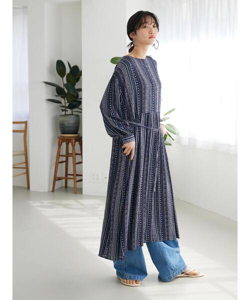 「CRAFT STANDARD BOUTIQUE」 長袖ワンピース FREE パープル レディース_画像8