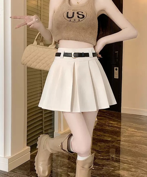 WESTSEA（ウエストシー） スカート ベルト付き プリーツスカート ミニ