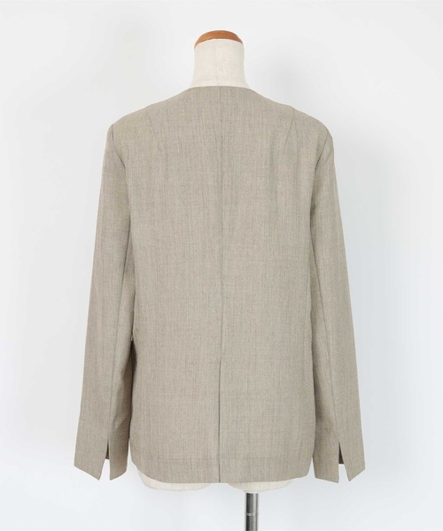 「ur's」 ノーカラージャケット S モカ レディース_画像4