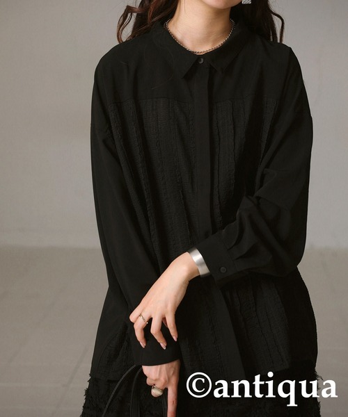 「antiqua」 長袖ブラウス P ブラック レディース_画像7