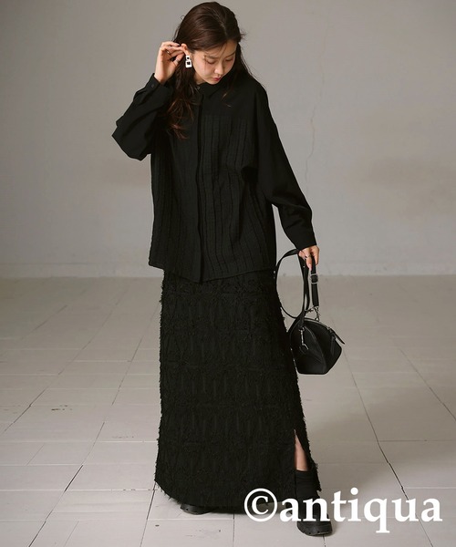 「antiqua」 長袖ブラウス P ブラック レディース_画像8