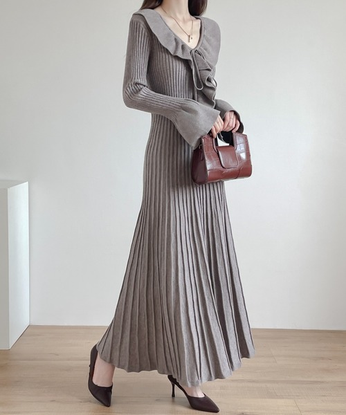 「ABITOKYO」 ニットワンピース FREE ワインレッド レディース_画像7