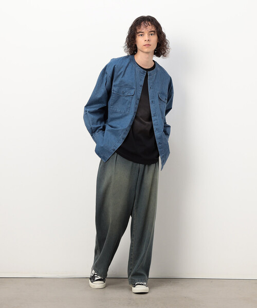 「Purple&Yellow」 長袖シャツ MEDIUM キャメル メンズ_画像9