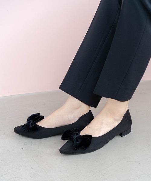 「Launa lea」 フラットパンプス 23.5cm ネイビー レディース_画像4