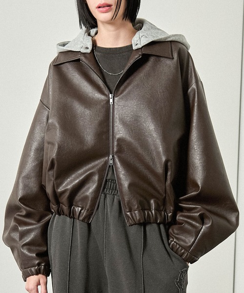 ジャケット・アウター 2007AW ARCHIVE Acid Rain Leather Jacket セール】【ファー襟取り外し可能】 フェイクレザーブルゾン