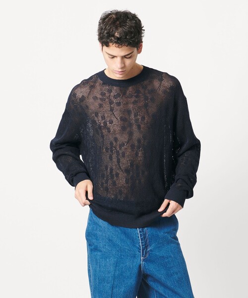 サマーニット ニット セーター 「LOEFF」ピンポンツリースポンジ メッシュ プルオーバー UNISEX レディース メンズの画像
