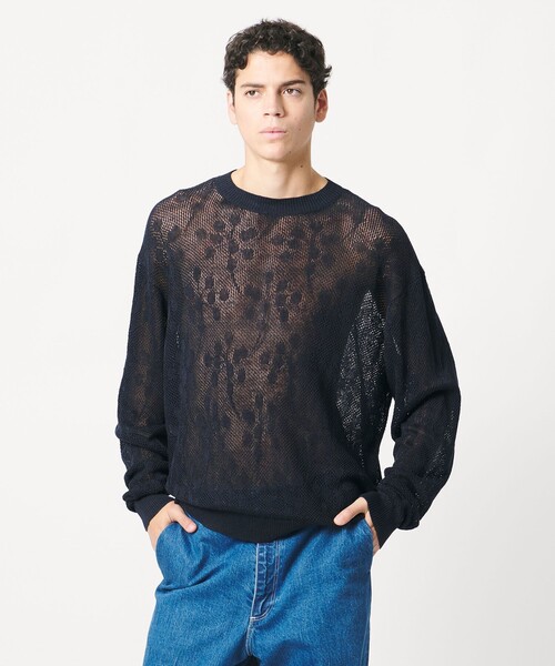サマーニット ニット セーター 「LOEFF」ピンポンツリースポンジ メッシュ プルオーバー UNISEX レディース メンズの画像