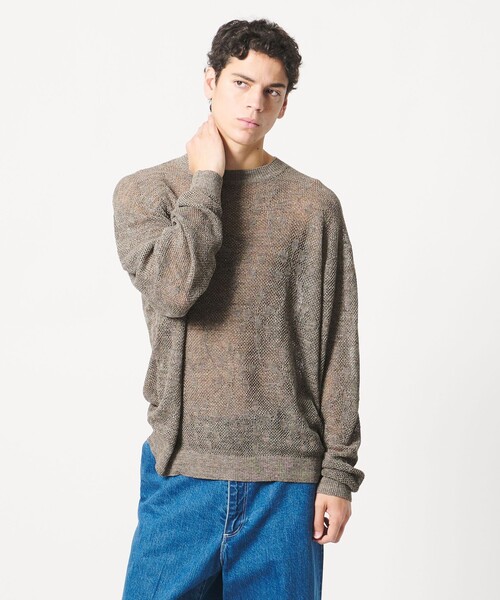 サマーニット ニット セーター 「LOEFF」ピンポンツリースポンジ メッシュ プルオーバー UNISEX レディース メンズの画像