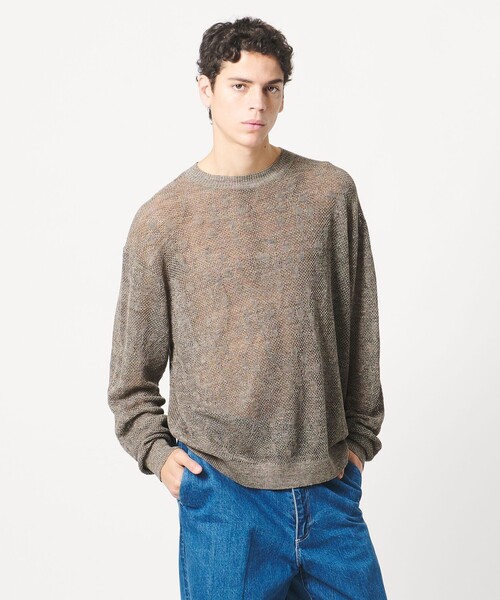 サマーニット ニット セーター 「LOEFF」ピンポンツリースポンジ メッシュ プルオーバー UNISEX レディース メンズの画像