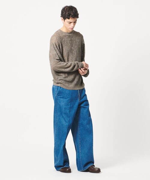 サマーニット ニット セーター 「LOEFF」ピンポンツリースポンジ メッシュ プルオーバー UNISEX レディース メンズの画像