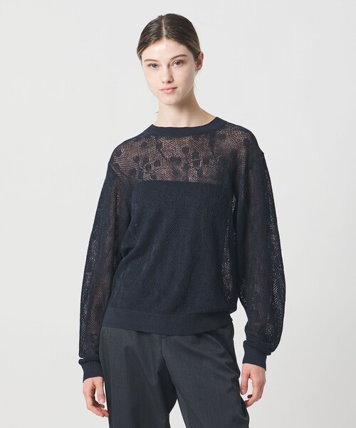 サマーニット ニット セーター 「LOEFF」ピンポンツリースポンジ メッシュ プルオーバー UNISEX レディース メンズの画像