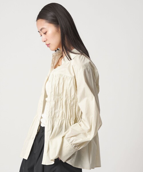 シャツ+ブラウス(長袖+七分) Linen shirring cuffs blouse CITEN（シテン） ブラウス シャツ 「CITEN」シャーリングシャツ