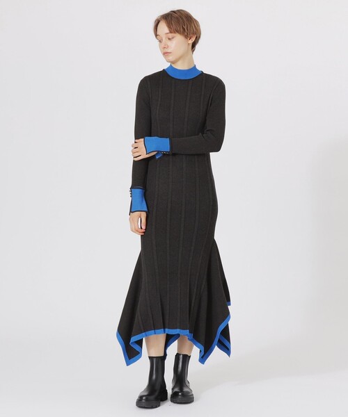 「LOVELESS」 ニットワンピース 36 チャコールグレー レディース_画像2