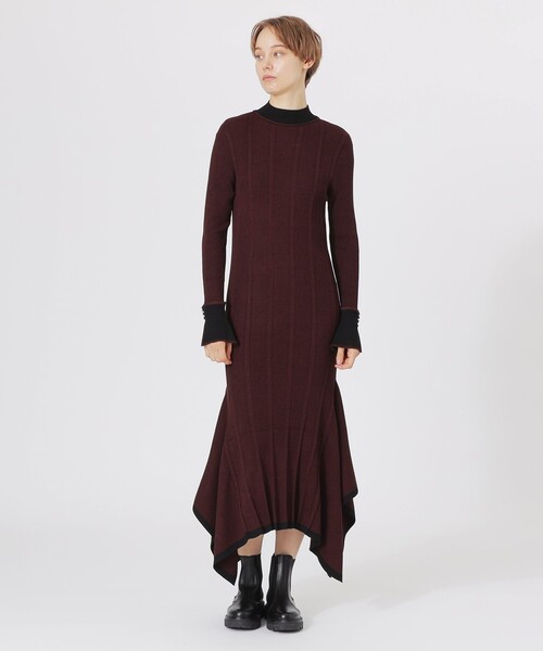 「LOVELESS」 ニットワンピース 36 チャコールグレー レディース_画像3