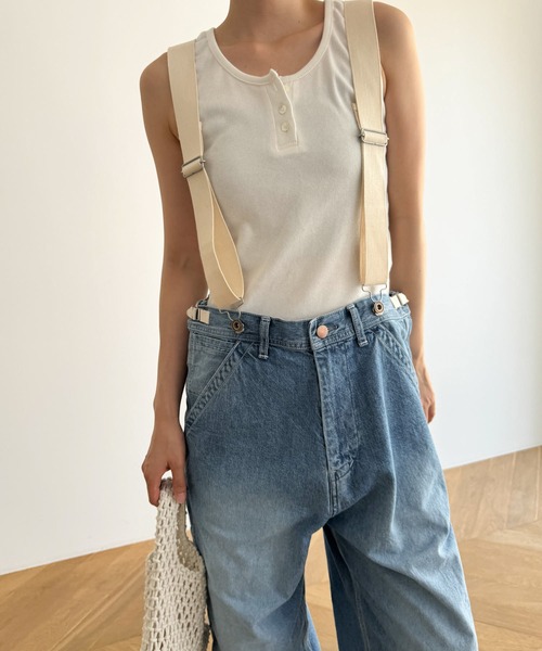 「CANAL JEAN」 デニムパンツ ONE SIZE ライトインディゴブルー レディースの画像
