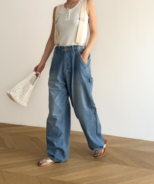 「CANAL JEAN」 デニムパンツ ONE SIZE ライトインディゴブルー レディースの画像