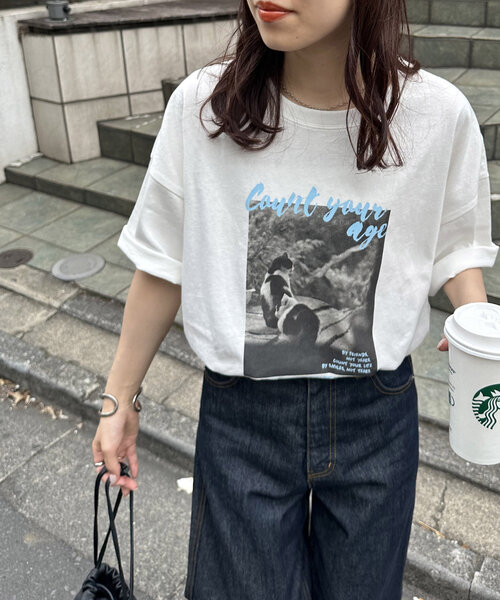 「DISCOAT」 半袖Tシャツ FREE ホワイト レディース_画像3