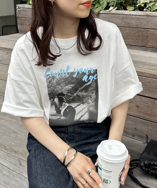 「DISCOAT」 半袖Tシャツ FREE ホワイト レディース_画像5