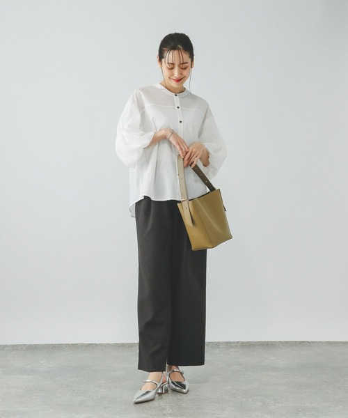 「GLOBAL WORK」 7分袖ブラウス MEDIUM グレー レディース_画像2