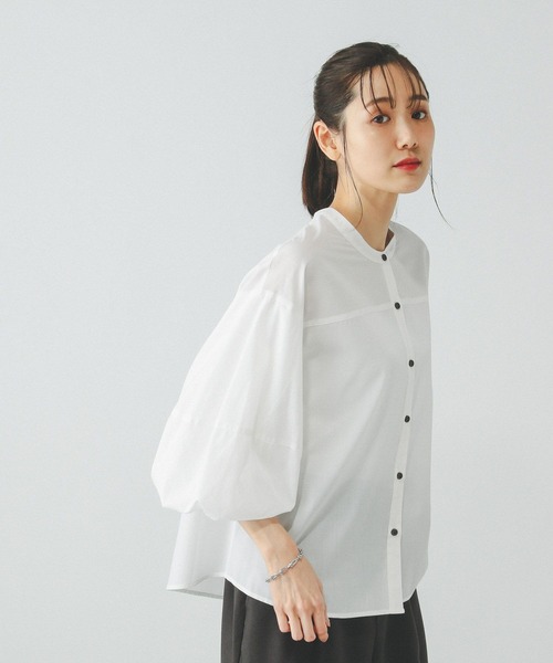 「GLOBAL WORK」 7分袖ブラウス MEDIUM グレー レディース_画像5