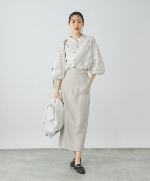 「GLOBAL WORK」 7分袖ブラウス MEDIUM グレー レディース_画像6