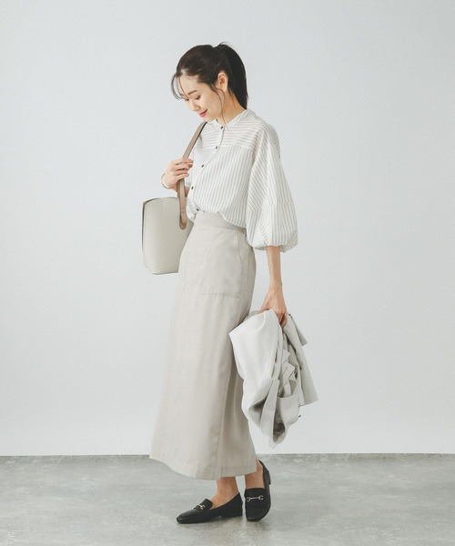 「GLOBAL WORK」 7分袖ブラウス MEDIUM グレー レディース_画像7