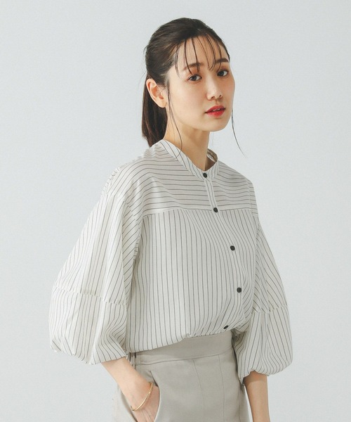 「GLOBAL WORK」 7分袖ブラウス MEDIUM グレー レディース_画像9